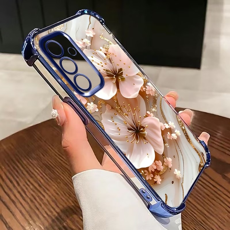 Phone Accessories Samsung - Electroplated Flower Clear Phone Case For
