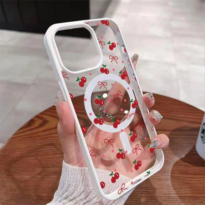 Magnetic Phone Case - Red Cherry Printed Magnetic Phone Case