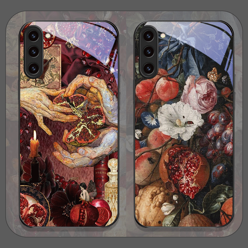Phone Accessories Samsung - Luxurious Pomegranate Flower Pattern Tempered Glass