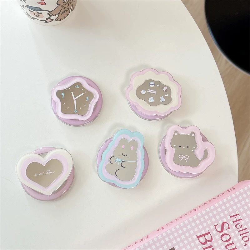 Phone Accessories Items - Cartoon Mirror Telescopic Phone Stand Kawaii