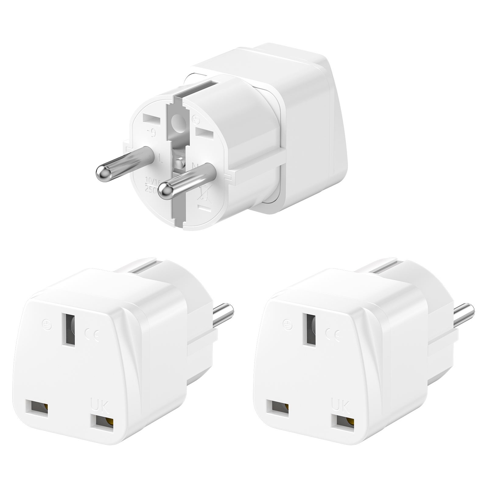 3PCS UK to EU Plug Adapter Eur - Phone Accessories Uk 评论和价格