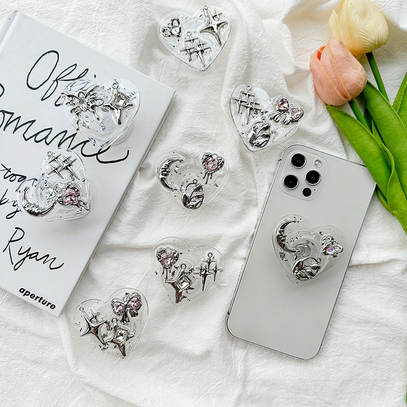 Clear Heart Phone Grip Holder  - Phone Accessories Items 评论和价格