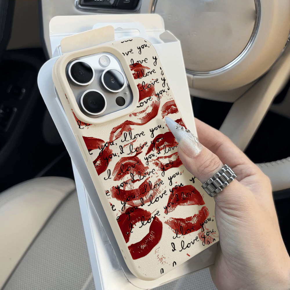 Bright Red Lips Leather Phone  - Phone Accessories Iphone 评论和价格