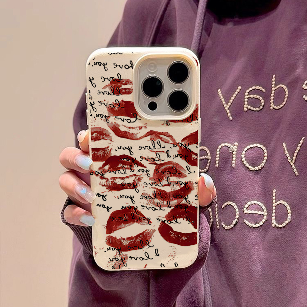 Bright Red Lips Leather Phone  - Phone Accessories Iphone 评论和价格