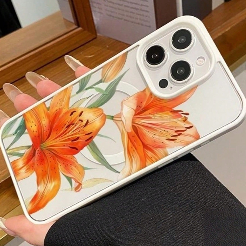 Orange Lily-Patterned Magnetic - Phone Accessories Magnetic 评论和价格