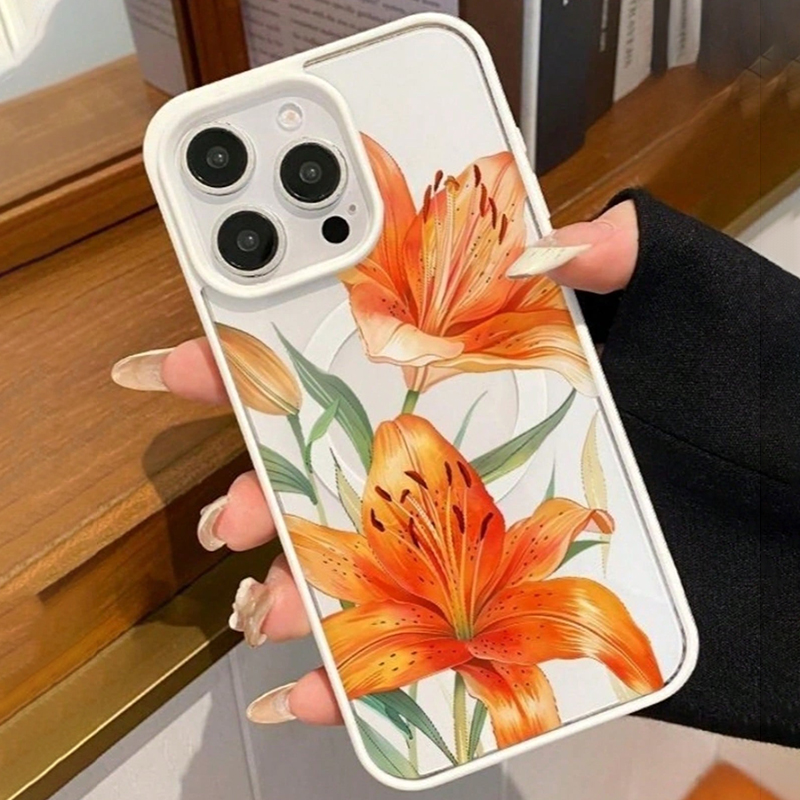 Orange Lily-Patterned Magnetic - Phone Accessories Magnetic 评论和价格