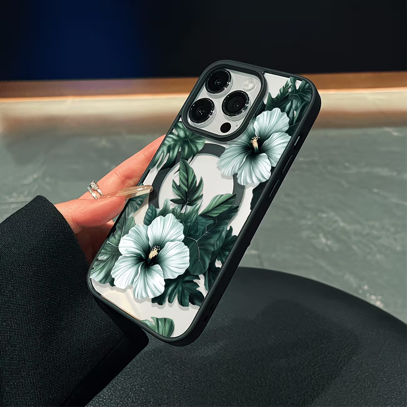 Green Floral Print Phone Case  - Magnetic Phone Case 评论和价格