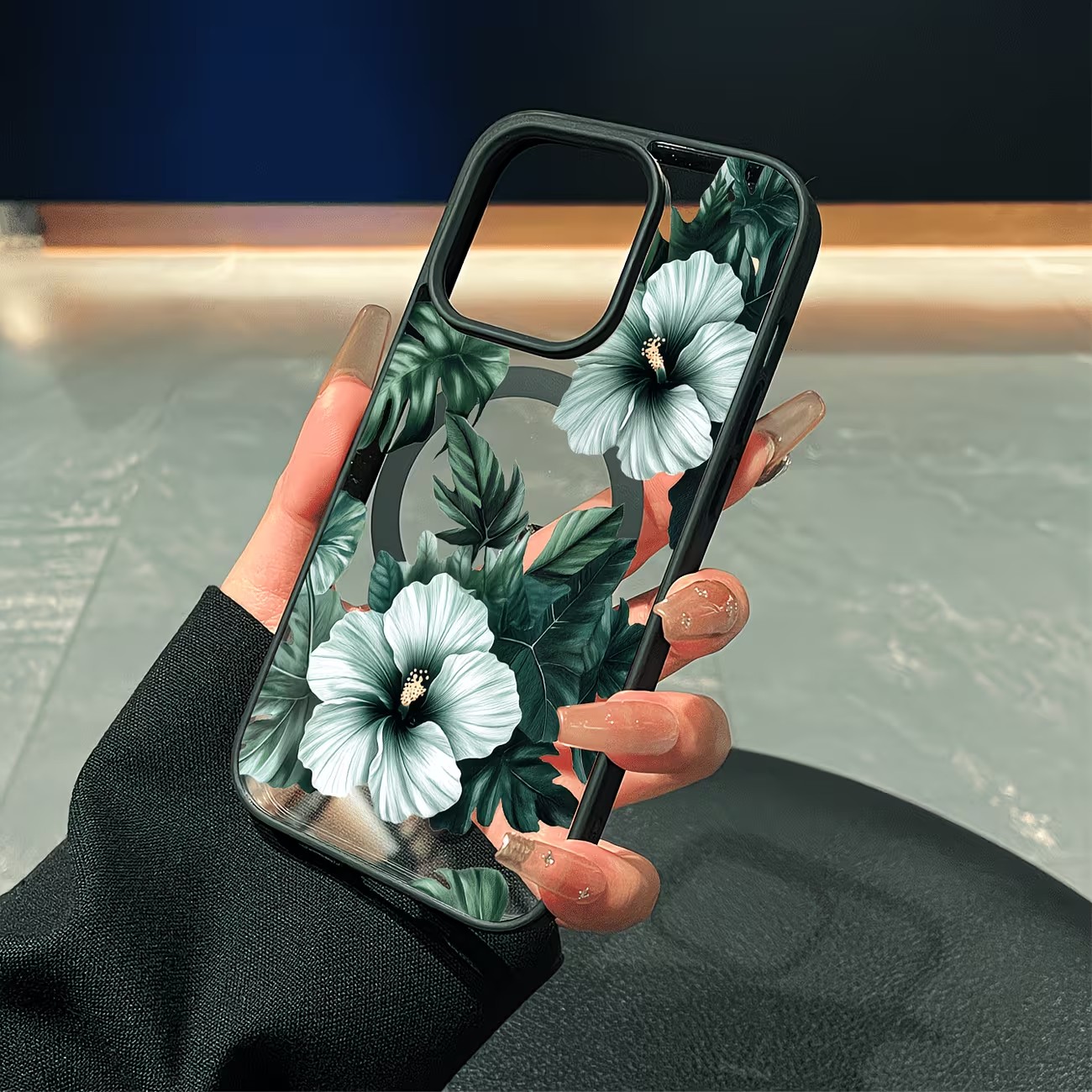 Green Floral Print Phone Case  - Magnetic Phone Case 评论和价格