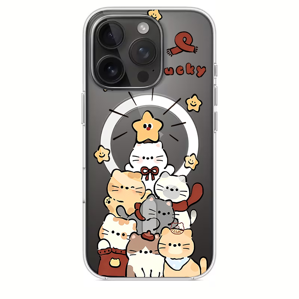 Cute Cartoon Kitten Print Comp - Magnetic Phone Case 评论和价格